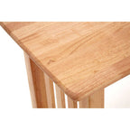 Natural Rubberwood Rectangular Console Table with Lower Storage Shelf and Lattice Panel Sides