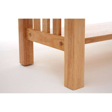 Natural Rubberwood Rectangular Console Table with Lower Storage Shelf and Lattice Panel Sides