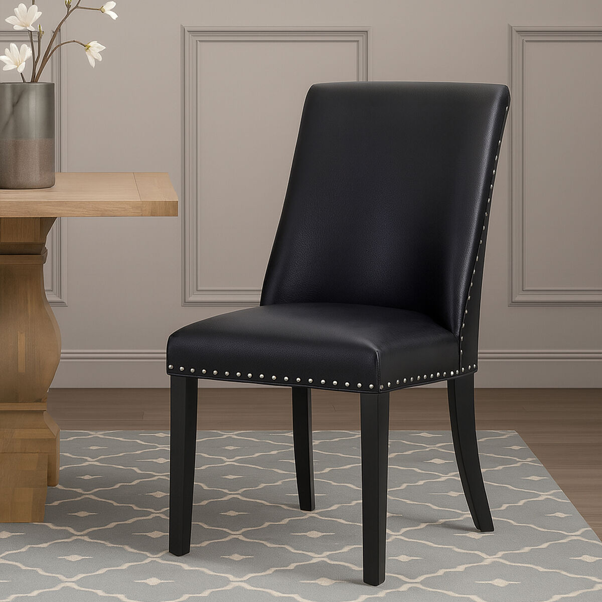 Black Leather Effect Dining Chair