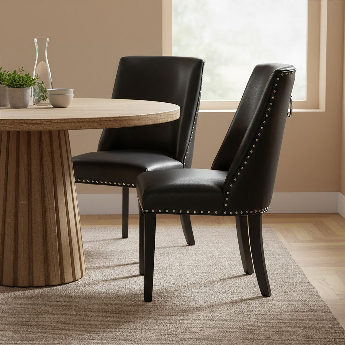 Black Leather Effect Dining Chair