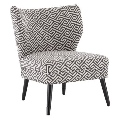 Greek Key Design Accent Chair with Wingback Design