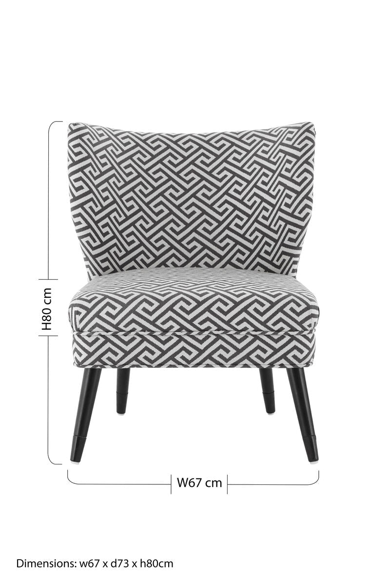 Greek Key Design Accent Chair with Wingback Design