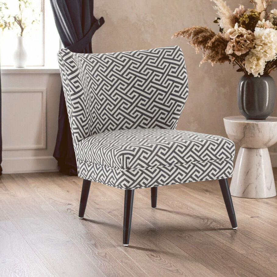 Greek Key Design Accent Chair with Wingback Design