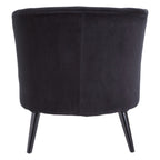 Plush Black Cotton Velvet Armchair with Wooden Legs