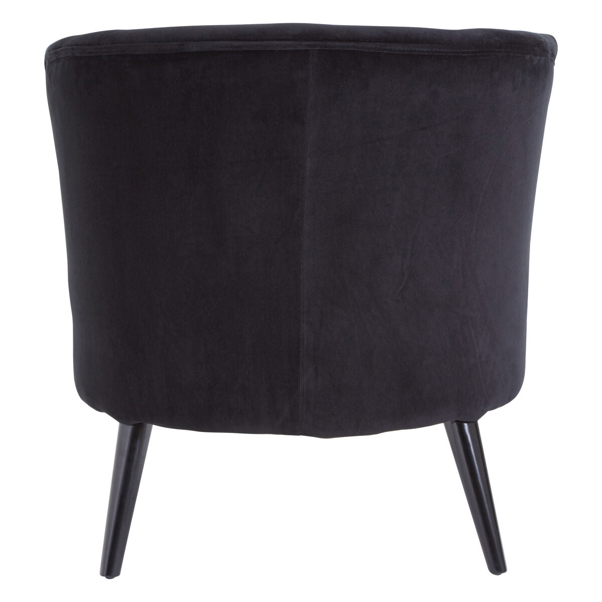 Plush Black Cotton Velvet Armchair with Wooden Legs