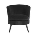 Plush Black Cotton Velvet Armchair with Wooden Legs