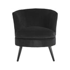 Plush Black Cotton Velvet Armchair with Wooden Legs