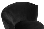 Plush Black Cotton Velvet Armchair with Wooden Legs