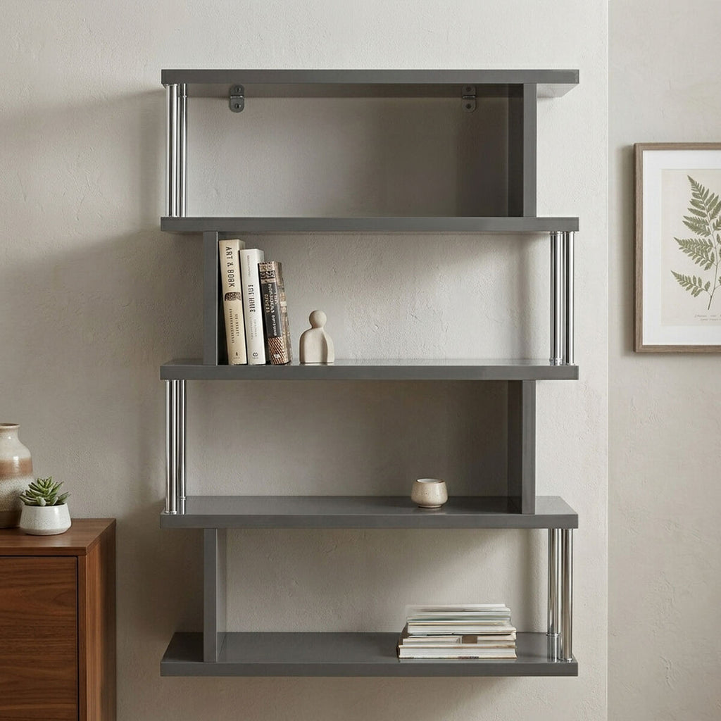 4 Tier Grey Gloss Shelf Unit