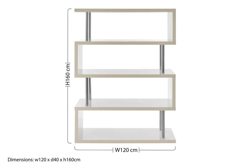 4 Tier White Gloss Wide Shelf Unit