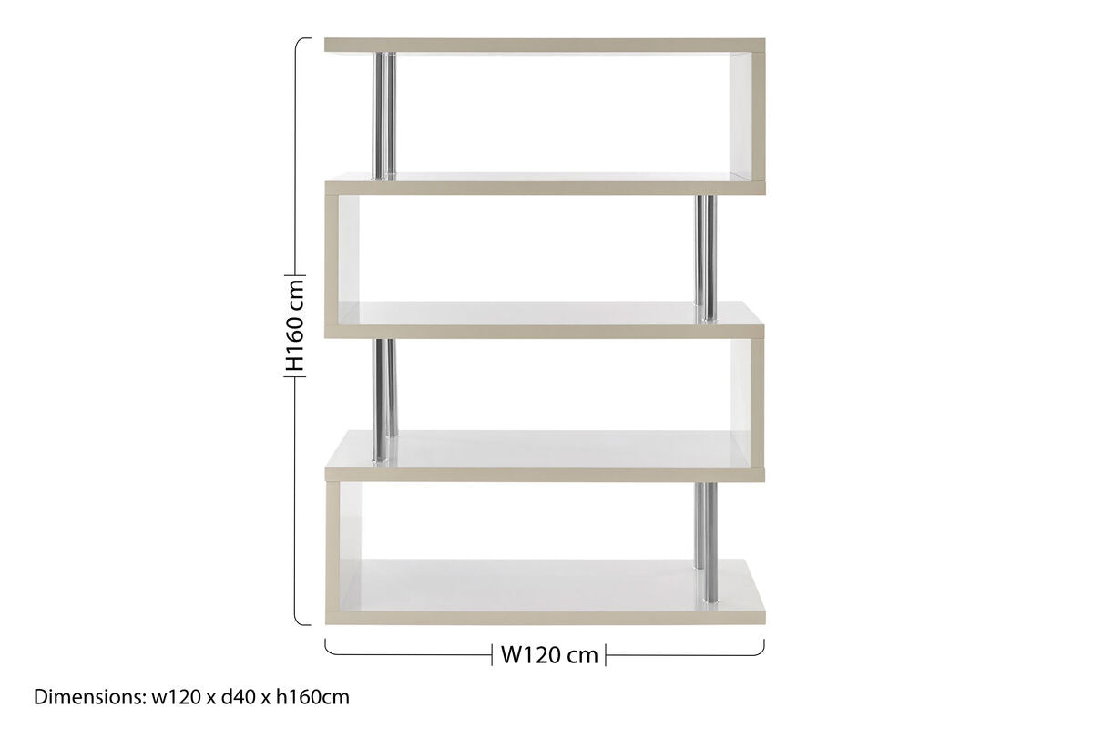 4 Tier White Gloss Wide Shelf Unit
