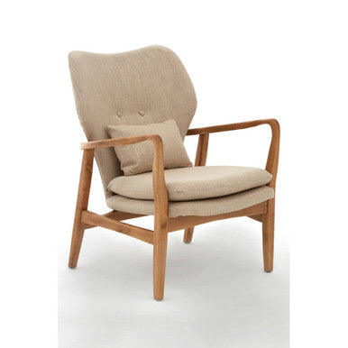 Beige Fabric Chair with Sustainable Birchwood Frame