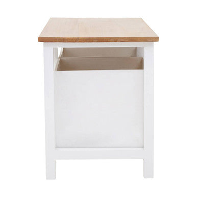 White Wooden 2 Drawer Bench