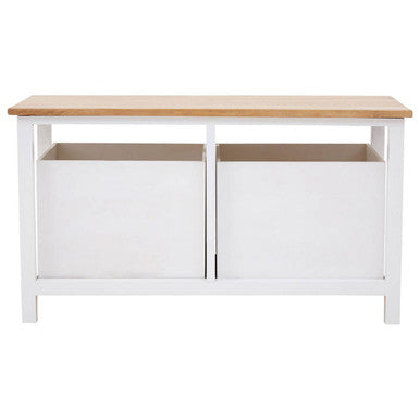 White Wooden 2 Drawer Bench