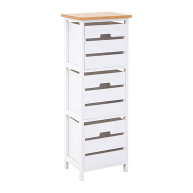 White Wooden 3 Drawer Chest