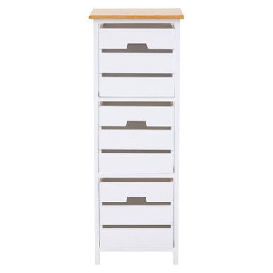 White Wooden 3 Drawer Chest