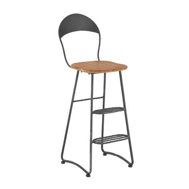 Wood and Metal Bar Chair with Rope Detail