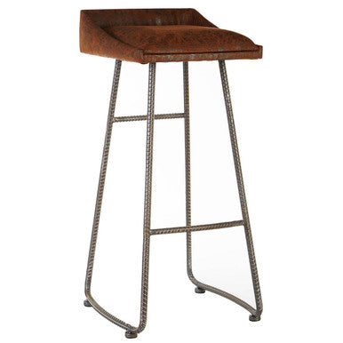 Brown Leather Effect Bar Stool