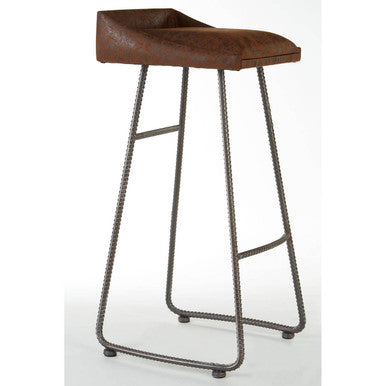 Brown Leather Effect Bar Stool