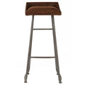 Brown Leather Effect Bar Stool