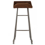 Brown Leather Effect Bar Stool