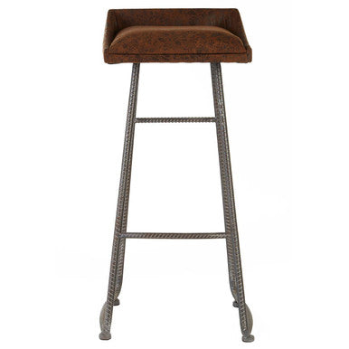 Brown Leather Effect Bar Stool