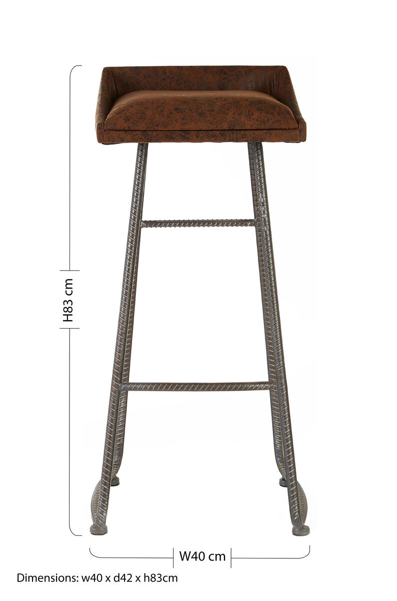 Brown Leather Effect Bar Stool