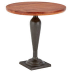 Walnut Wood and Black Metal Round Side Table