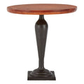 Walnut Wood and Black Metal Round Side Table