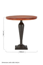 Walnut Wood and Black Metal Round Side Table
