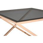 Smoked Glass and Gold Finish Criss Cross Side Table