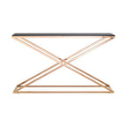 Smoked Glass and Gold Finish Criss Cross Console Table