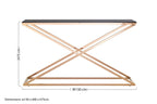 Smoked Glass and Gold Finish Criss Cross Console Table