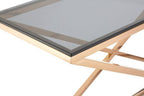 Smoked Glass and Gold Finish Criss Cross Console Table