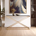 Smoked Glass and Gold Finish Criss Cross Console Table
