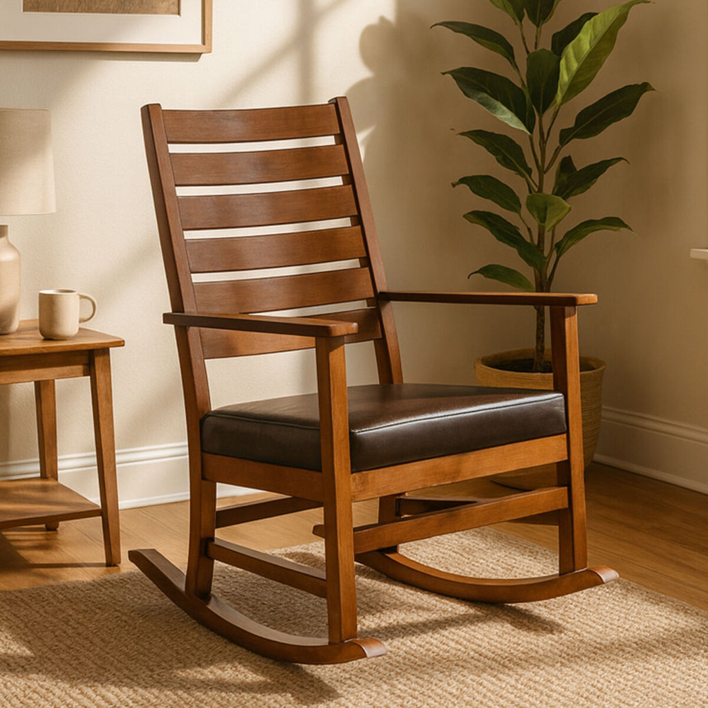 Brown Leather Effect Rocking Chair