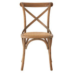 Grey Oak Wood and Rattan Cross Back Dining Chair