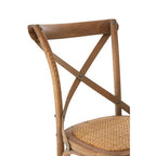 Grey Oak Wood and Rattan Cross Back Dining Chair