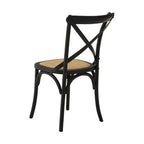 Black Oak Wood and Rattan Dining Chair