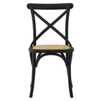 Black Oak Wood and Rattan Dining Chair