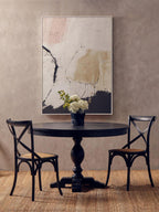 Black Oak Wood and Rattan Dining Chair