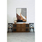 Black Oak Wood and Rattan Dining Chair
