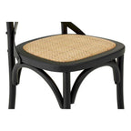 Black Oak Wood and Rattan Dining Chair