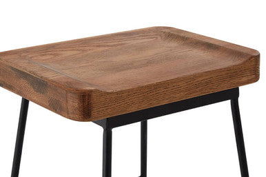 Weathered Oak Wood Bar Stool with Black Legs
