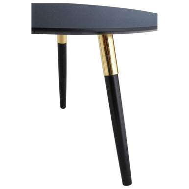 Black Oak Veneer Round Coffee Table with Gold Trim
