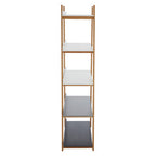 White and Natural Bamboo 5 Tier Shelf Unit