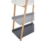White and Natural Bamboo 5 Tier Shelf Unit