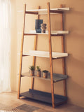 White and Natural Bamboo 5 Tier Shelf Unit