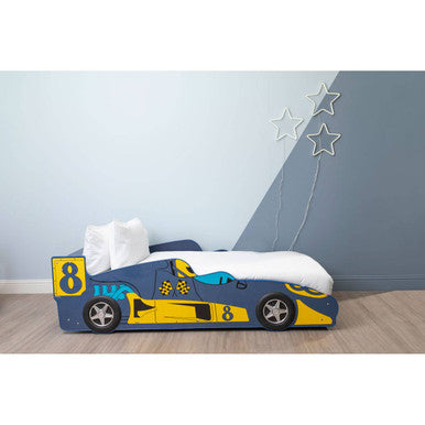 Blue Racing Car Single Bed