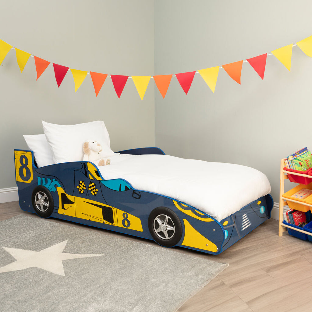 Blue Racing Car Single Bed